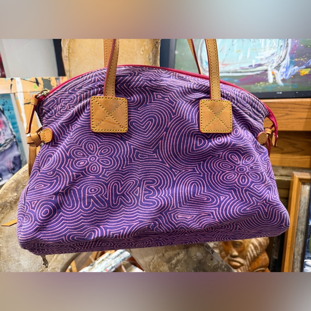 Dooney & Bourke Purple and Tan Shoulder Bag